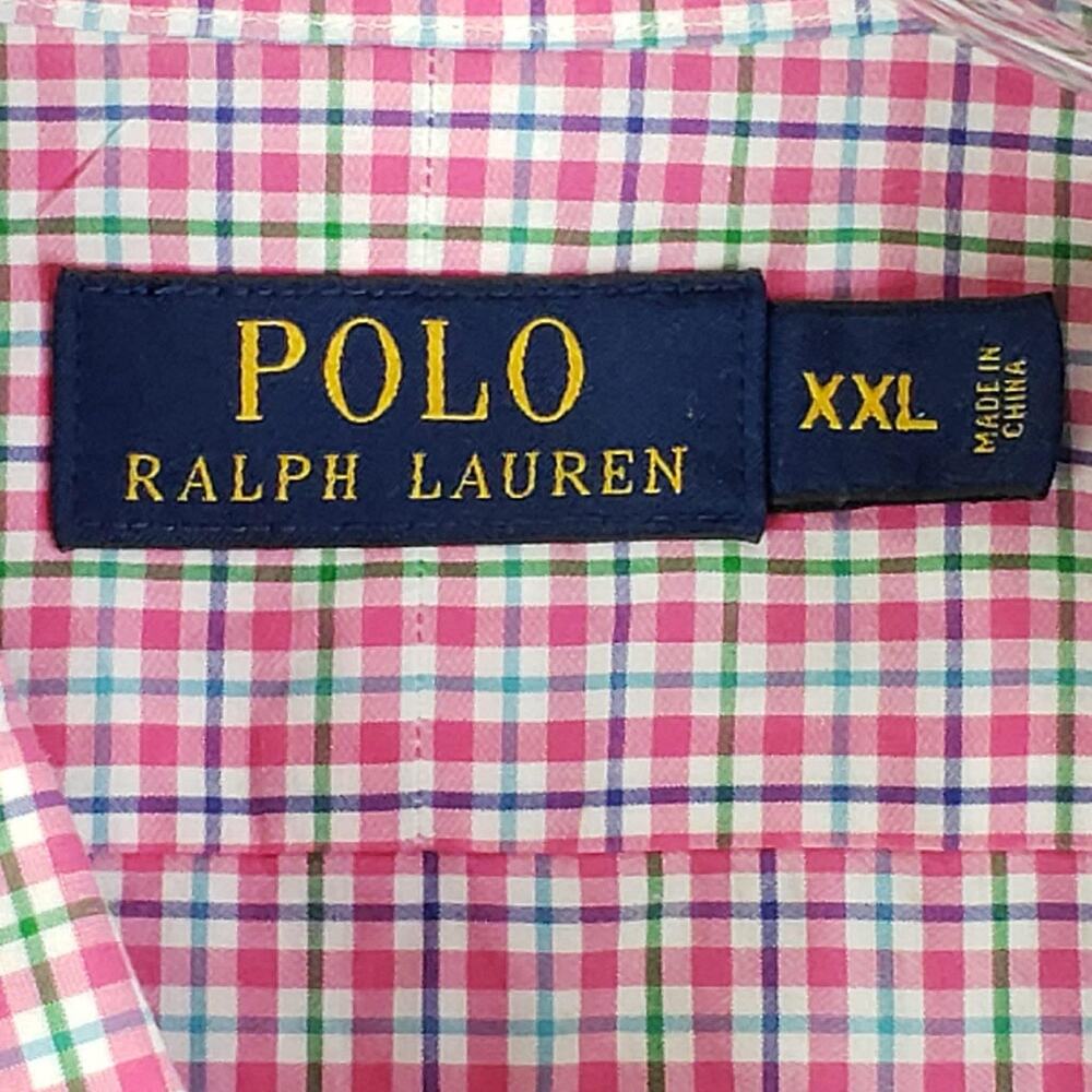Polo Ralph Lauren Shirt Oxford Button Down Mens Size XXL Plaid Pink Long Sleeve - Picture 8 of 11